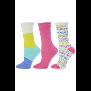 Comfort Code Women's 3pack Holiday Microterry Double Layer Socks Pink